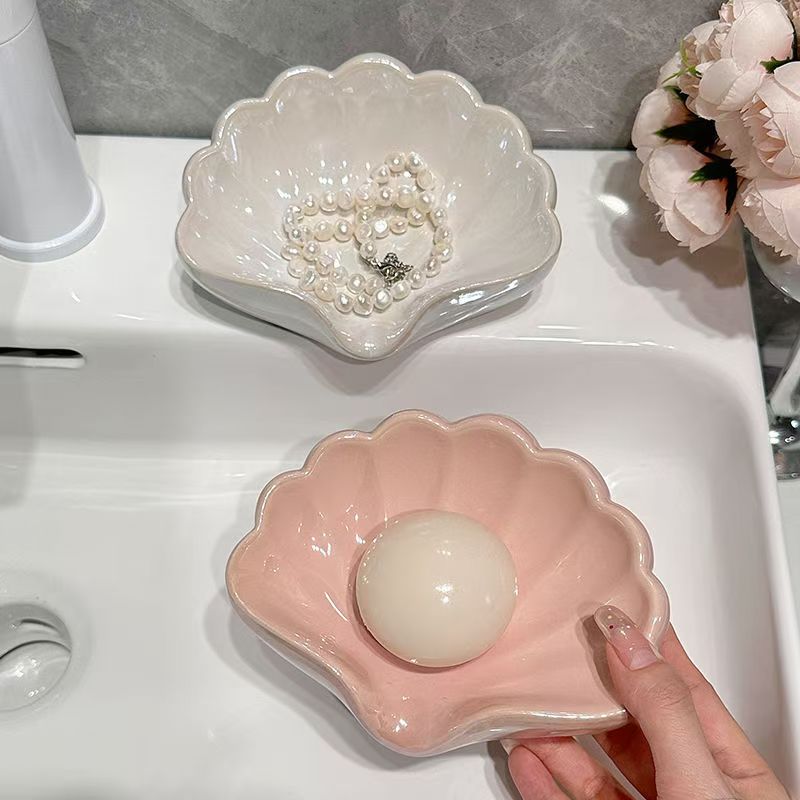 Soap Dish Draining - Criatividade personalizada banheiro saboneteiras cerâmica escudo