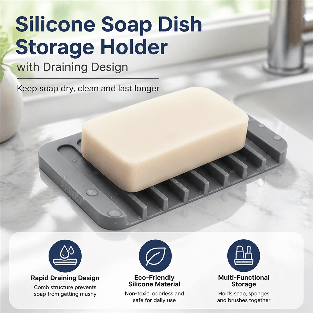 Soap Dish Draining - Suporte de Silicone para Saboneteira com