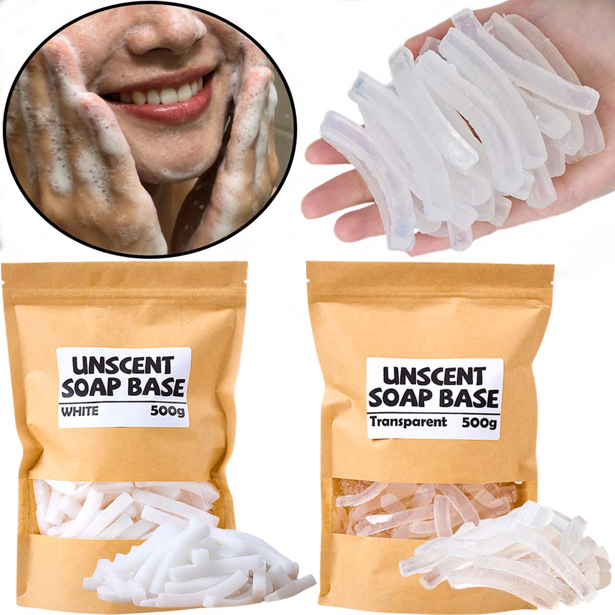 Soap Making Raw Material - Base de Sabão Transparente Branca 500g